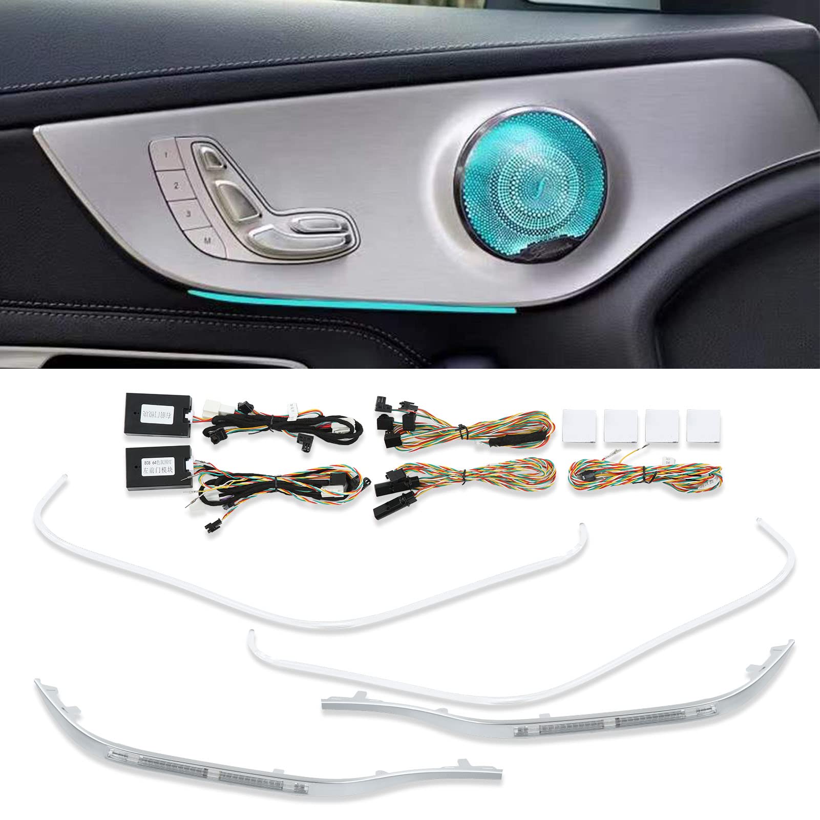 Kits de Iluminación Debajo del Automóvil de Neón para Automóviles, Actualizaciones Kits de Iluminación Ambiental de 64 Colores Luces de Tira de Repuesto, Kit de Luz Ambiental para Universal Fit C Clas