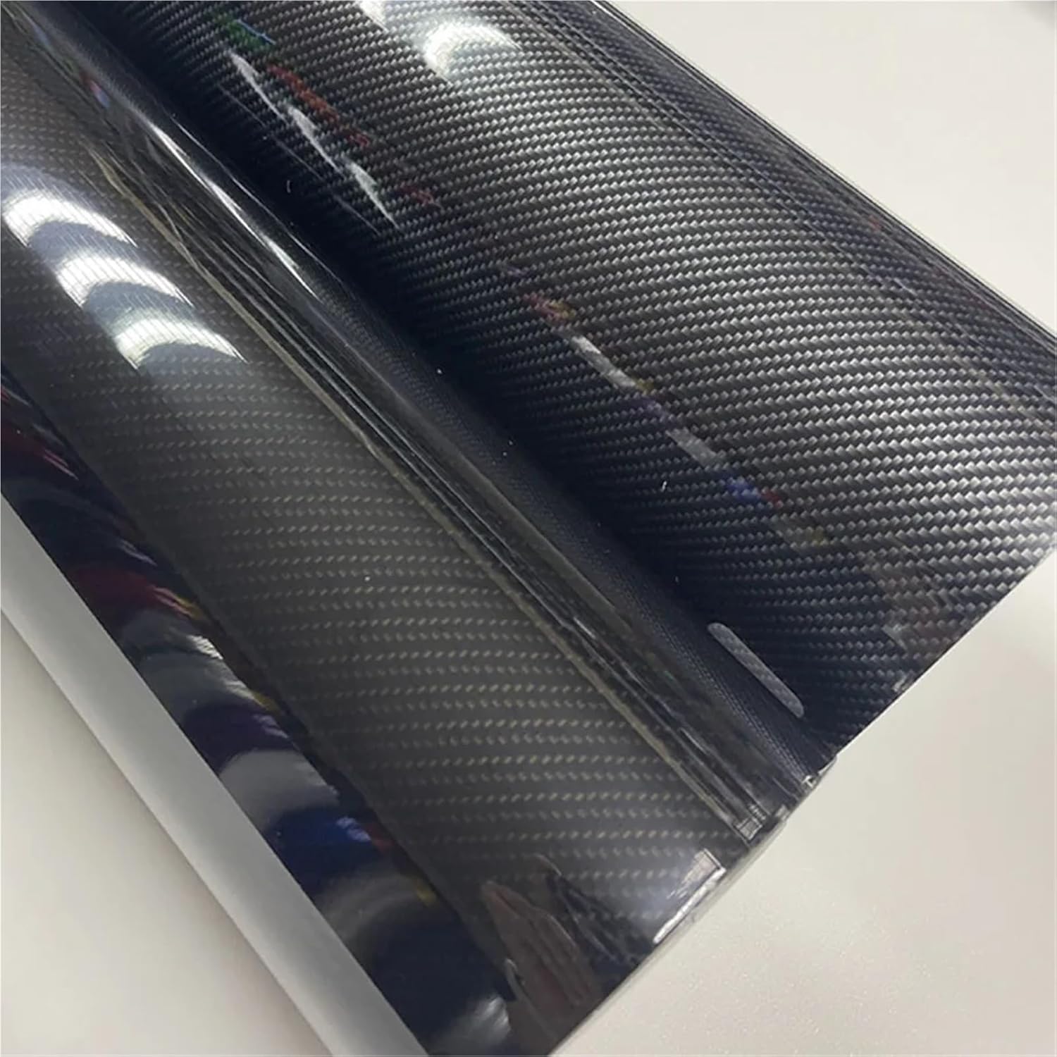1.52 * 18m/Roll High Glossy Silver Gold 7D Carbon Fiber Wrapping Vinyl Film Motorcycle Tablet Stickers Decals Auto Accessories(Black Silver)