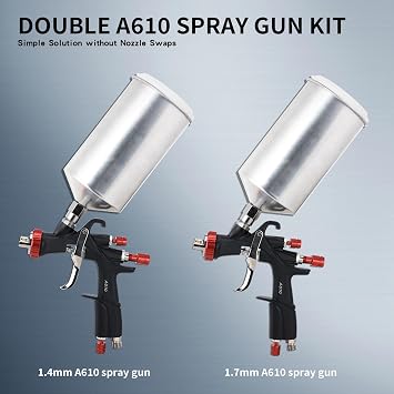 AEROPRO Tools R500 LVLP ダブルエアスプレーガンキット 1000ccアルミカップ付き