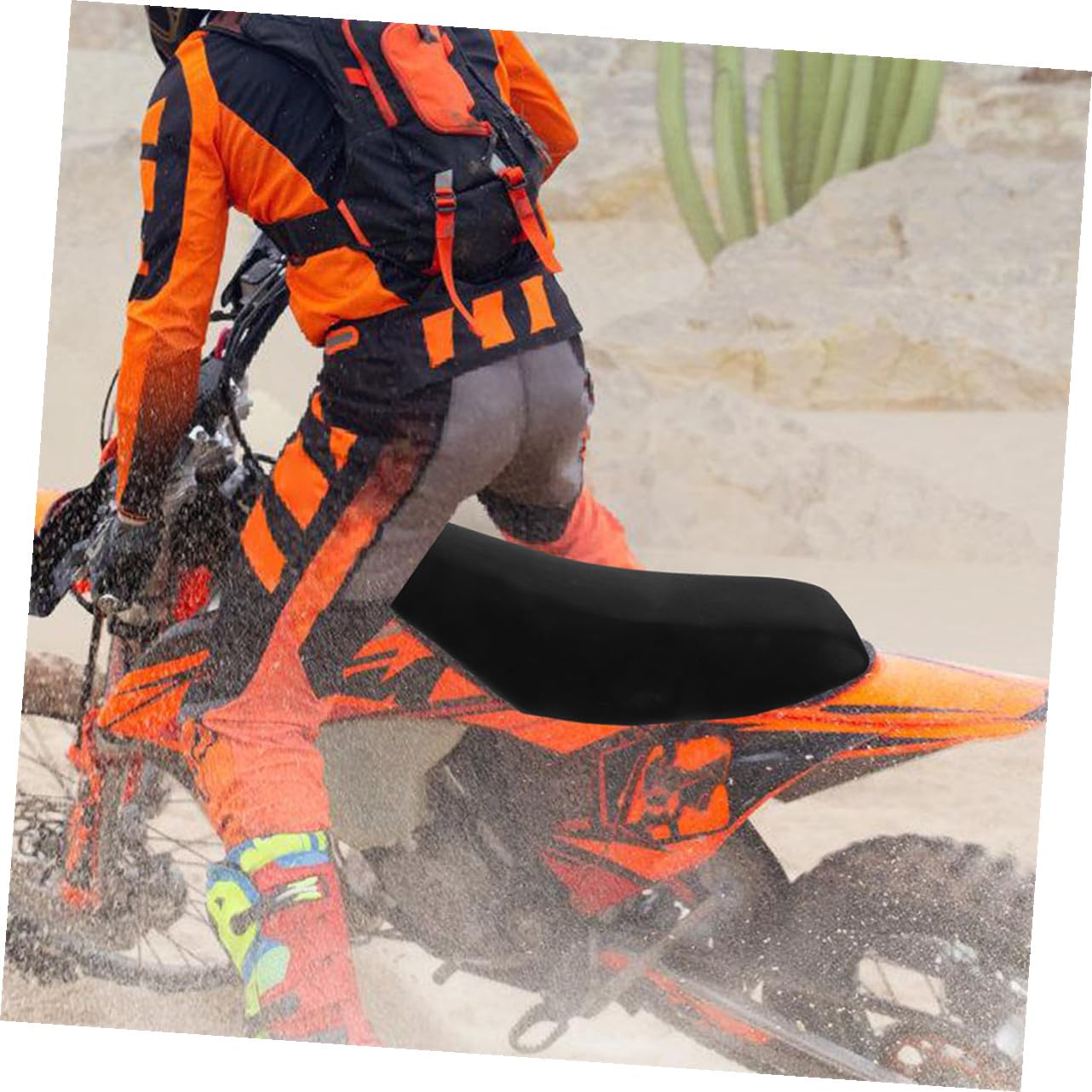 Cabilock 2pcs Housse de Siège Moto Rembourrée en Polyester et Éponge, Selle Large de Moto Cross Confortable et Solide pour Quad Tout-Usage Plage et Hors-Piste