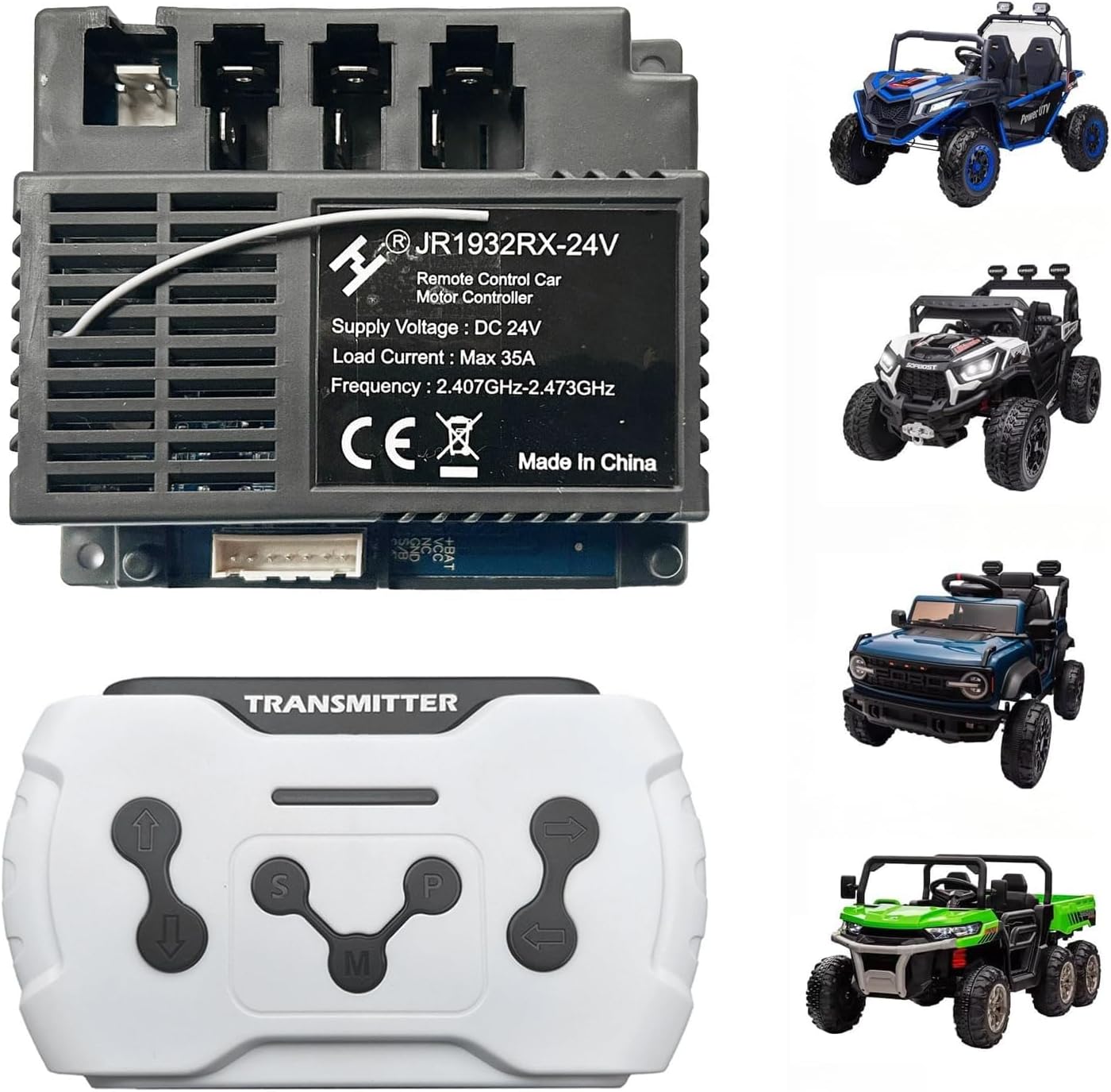 JR1932RX-24V Circuit Board & Remote Control for Power Wheels