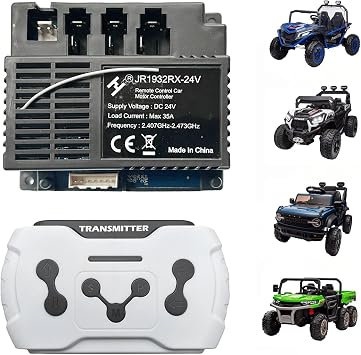 JR1932RX-24V Circuit Board & Remote Control for Power Wheels | Transmitter and Controller Control Box, Kids Ride On Toys Car Accessories, Receiver Ride On Conversion Kit, Replacement Parts