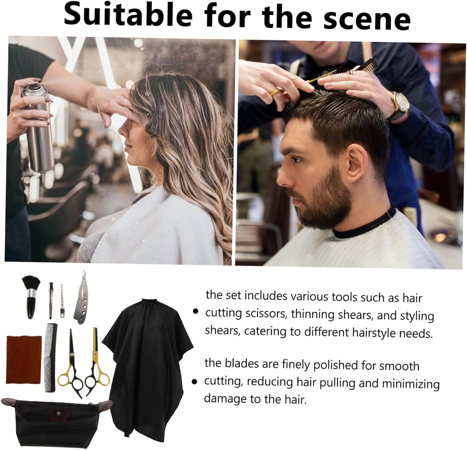 VALICLUD 10pieces Hair Cutting Scissors Kit Set for Barbers Hair Shears Hairdressing Scissors Cutting Tools Ergonomic Design