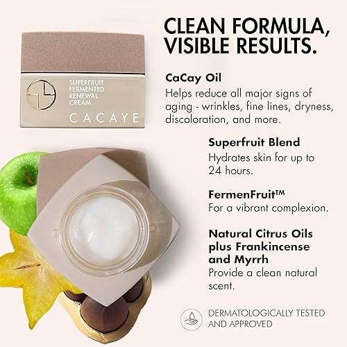 Miniatura 9 de CACAYE Superfruit Renewal Cream Crema hidratante facial, 1.6 onzas líquidas, hidratante hasta 24 horas, loción hidratante diaria de gel con aceite