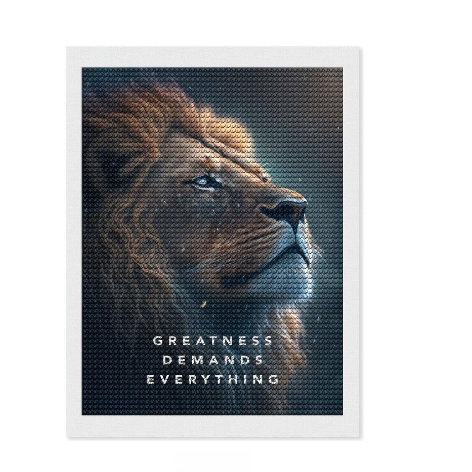 Junmoney Greatness Motivation Diamond Art Canvas 12"x16", Decorate Your Room, Satisfying Creative Project, Full Kit Included, Aesthetic Room Decor