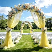 Organza Fabric Chiffon Fabric by the Metre 3 Metres x 63 mm Tulle by the Metre Egg Yellow for Birthday Wedding Arch Party Decoration
