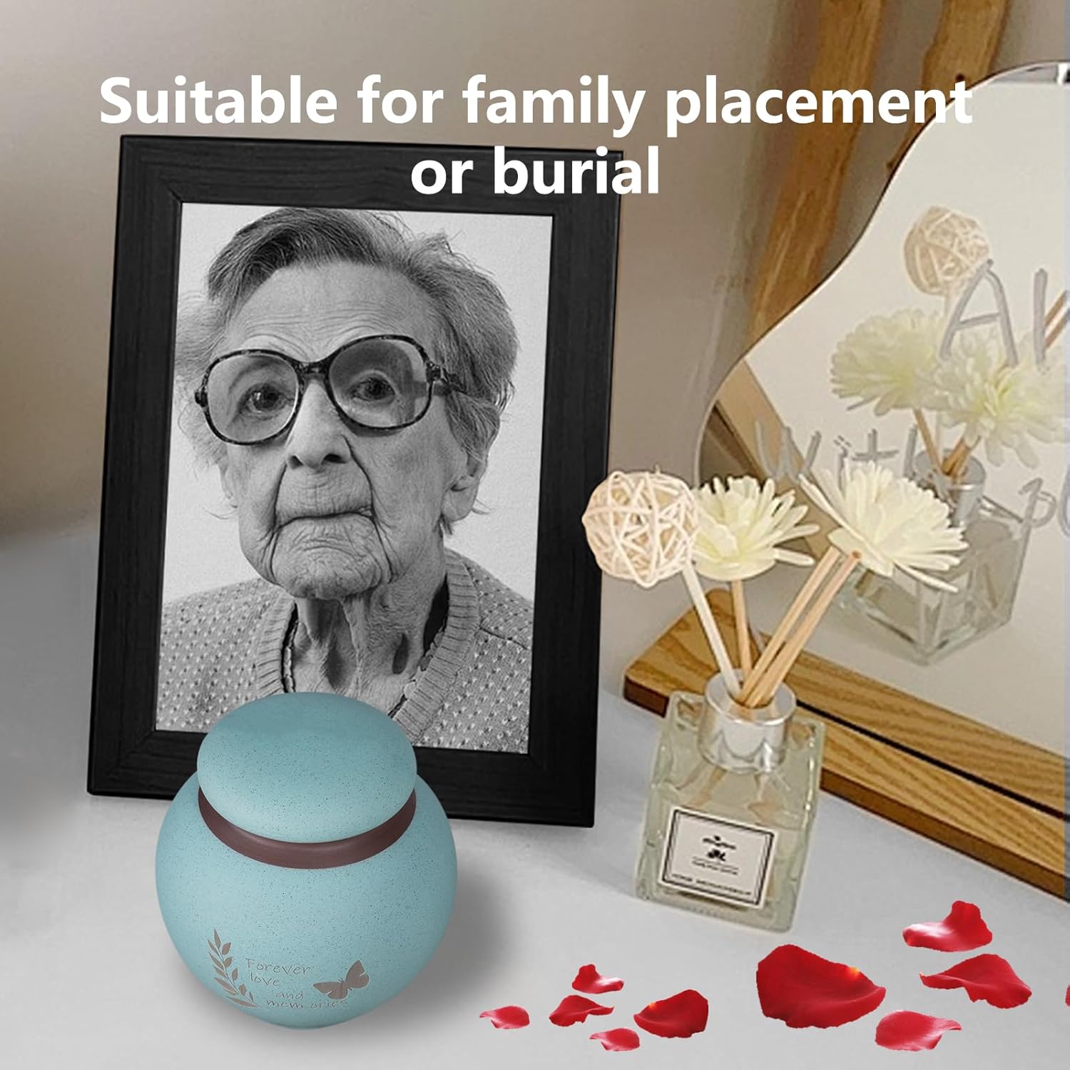 Medium Cremation Urn for Women - 4.1 Inch Ceramic Urn with Butterfly Design, Memorial Keepsake for Ashes Adult Female, Mom, or Wife