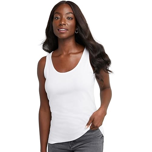 Hanes Women's Scoopneck Cotton Jersey Tank, Classic Cotton Tank Top, Lightweight Cotton Tank for Women
