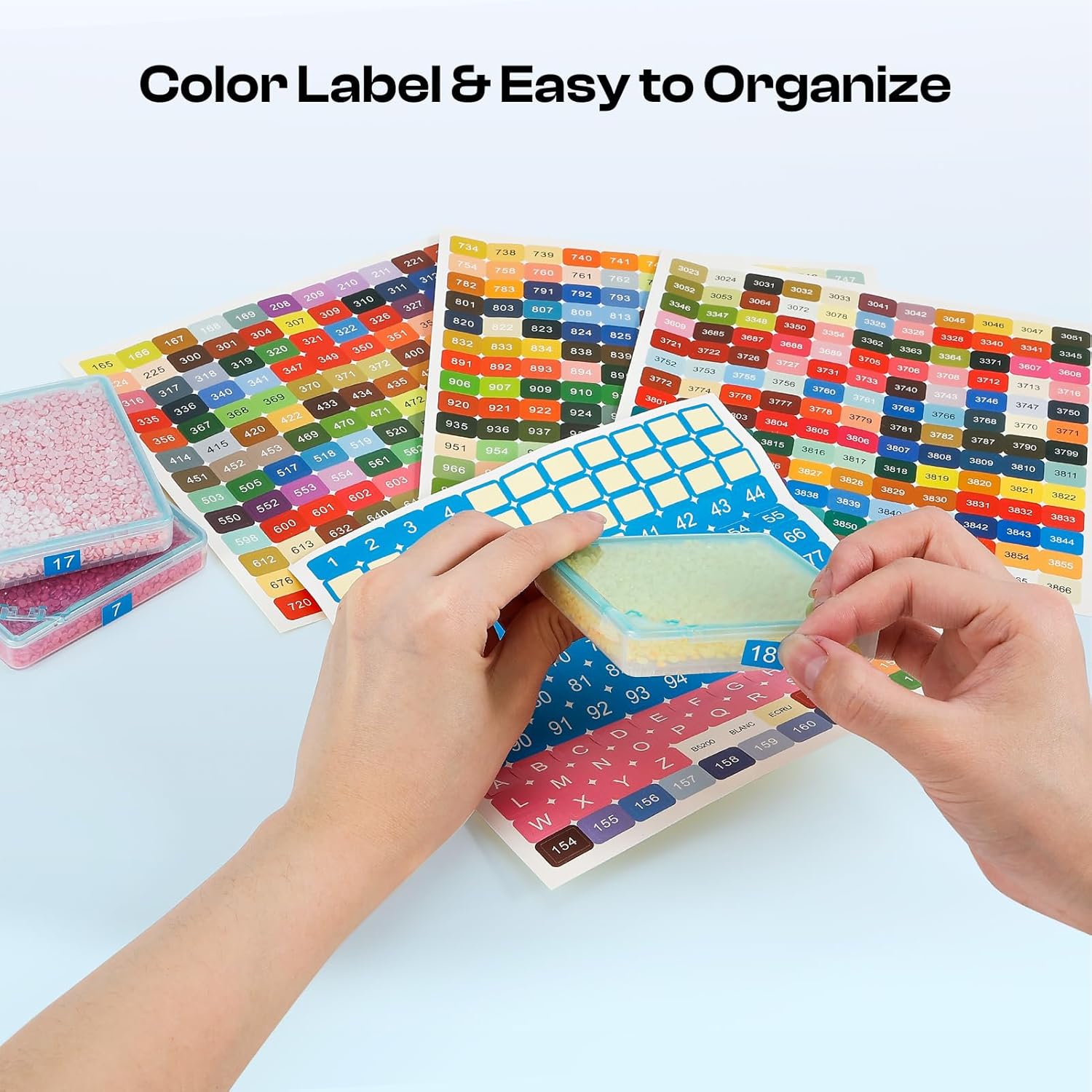 Caydo 60 PCS Diamond Art Storage Trays Kits, 2-in-1 Diamond Art Accessories with Lids for Diamond Arrangement & Storage