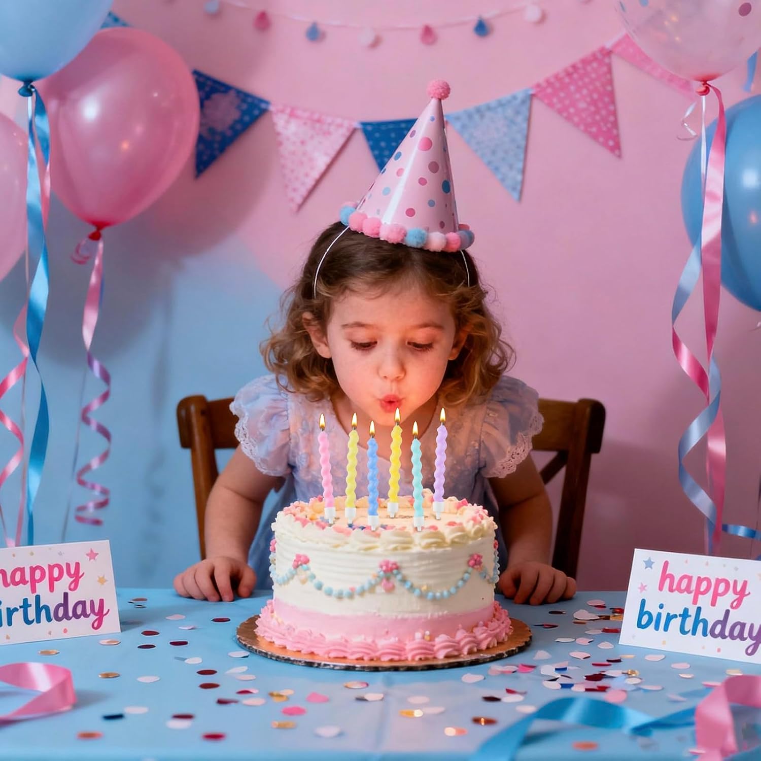 BEAN LIEVE 12-Count Birthday Candles - Rainbow Birthday Candle with Holders Colorful Spiral Long Cake Candles for Birthday Wedding & Lucky Party Cake Decorations
