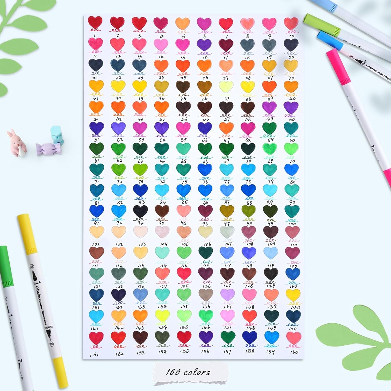 Ohuhu 160 Colori Brush Pen Lettering, Pennarelli Doppia Punta (1-6 & 0,4 mm), Pennarelli Acquerellabili per Colorare, Disegnare Journaling e Calligrafia, Disegnoi, Maui - Borsa da Trasporto