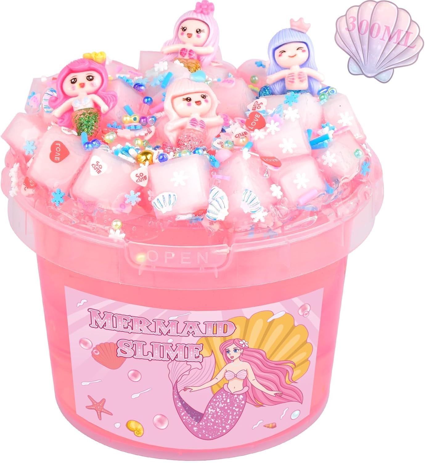 Mermaid Crystal Slime, Pink Set for Girls Aged 8-12, Toys for Girls and Boys, Children's Set Party Set, Goodie Bag Stuffers, 4 5 6 7 8 9 10-Year-Old Girl's Birthday Gift, Cute Things