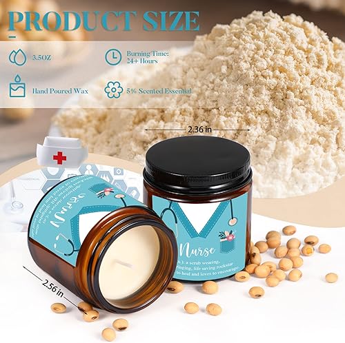 Miniatura 2 de Yexiya 16 velas para enfermeras de 3.5 onzas, regalos para enfermeras para mujeres y hombres, velas perfumadas de cera de soja, regalos de