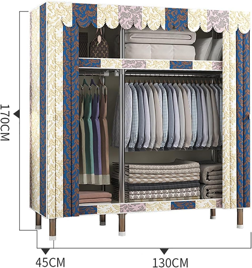 Portable Closet Detachable Portable Wardrobe Closet 26mm Steel Tube Clothes Closet Easy to Assemble Wardrobe Closet for Hanging Clothes(G)