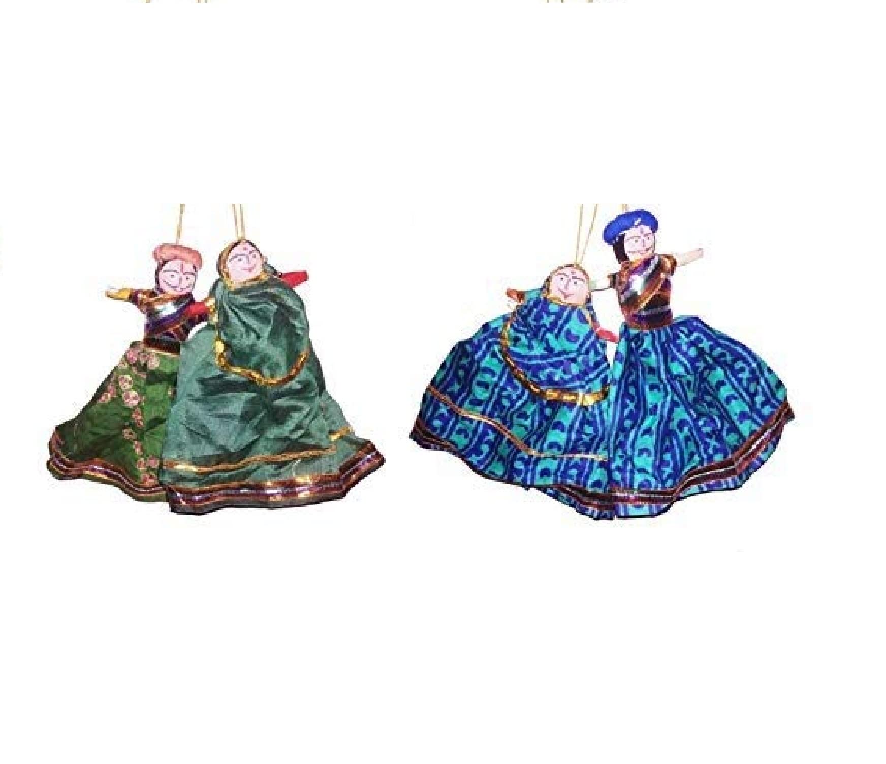 KSM Traditional Handcrafted Rajasthani Wood Folk Puppet 's Couple aka Kathputli aka Rajasthani Dolls Art, Handmade Puppet Pair for Home D�cor, Cultural Program and Events. (Pack of 2)-image-15