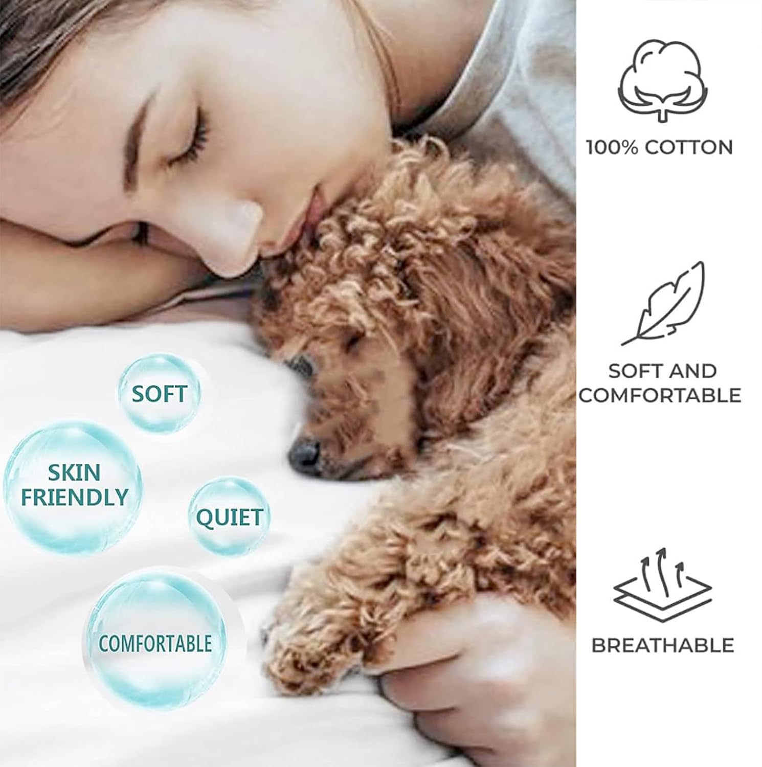 WYFKYMXX Duvet Protector Waterproof Breathable Cotton Incontinence Duvet Protector with Corner Ties Washable Reusable for Elder,Kids Pets. (Purple,Cal King)