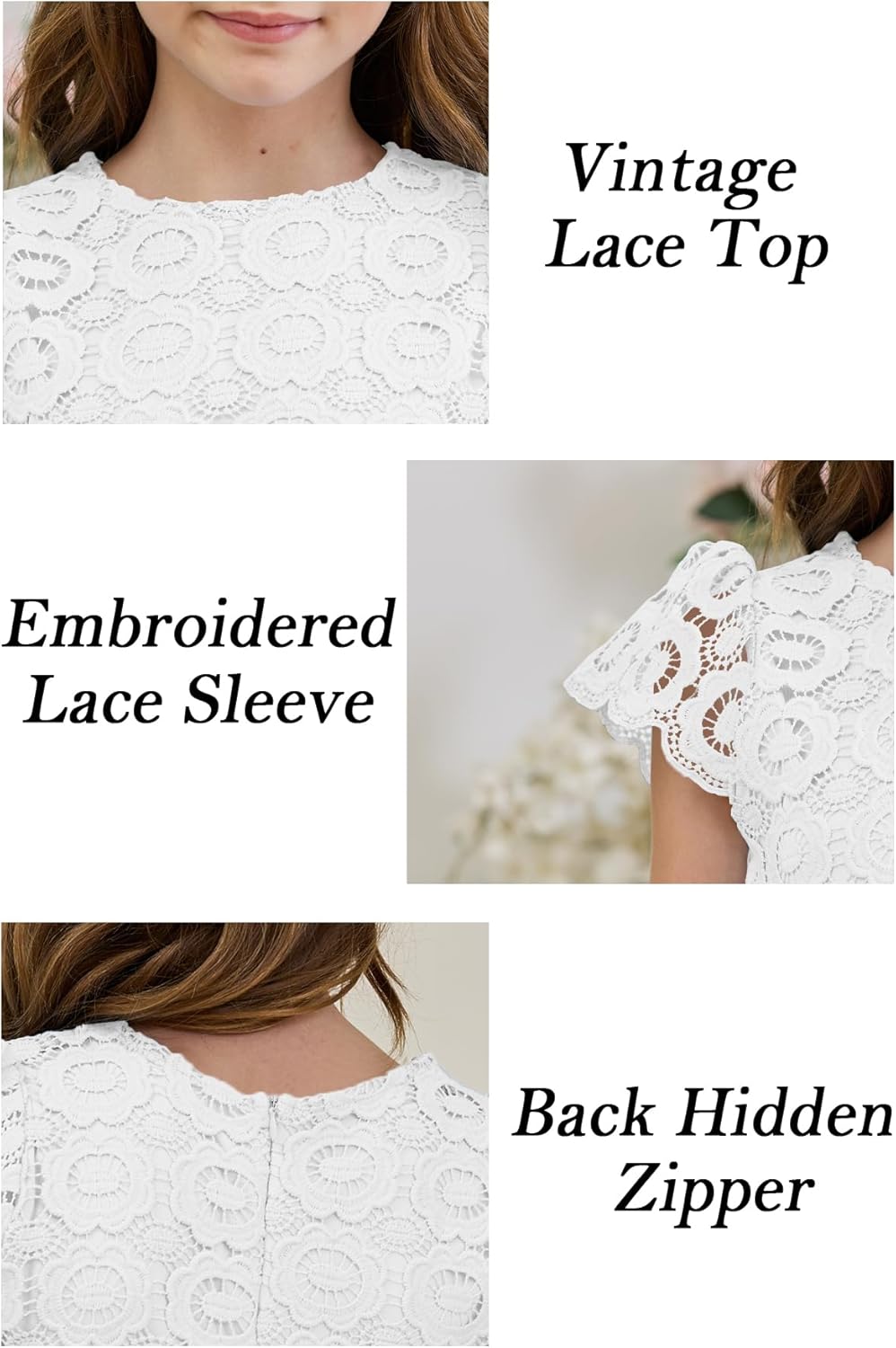 HOSIKA Girls Vintage Chiffon Ruffle Sleeve A-Line Wedding Party Maxi Junior Bridesmaid Dress for Kids 6-12 Years - Image 7