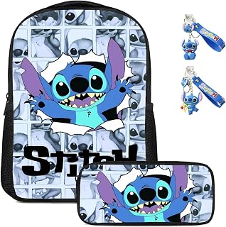 Backpack Pencil Case 2 Piece Set with 2 Cute Cartoon Pendants 16 Inch large Capacity Backpacks Lightweight Laptop