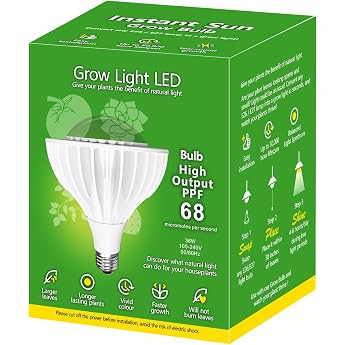 36 W LED Plant Lamp Full Spectrum E27 Base for Indoor Plants LED Grow Light with High PPFD Grow Lights for Greenhouse Garden Flowers Vegetables Hydroponics 400 W Equivalent 5000 K + Blue + Red Diameter 12 x 15.3 cm