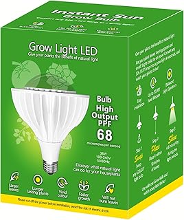 36W LED Pflanzenlampe Vollspektrum E27 Sockel für Zimmerpflanzen,LED Grow Light mit High PPFD Wachstumslampen für Gewächshaus,Garten,Blumen,Gemüse,Hydroponik,400W Äquivalent,5000K+Blue+Red,Ø12 *15.3cm
