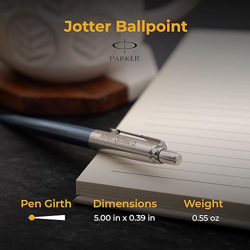 Miniatura 12 de Dayspring Pens Parker Jotter - Bolígrafo de gel de acero inoxidable con borde cromado, grabado personalizado, bolígrafo de regalo ideal Acabado