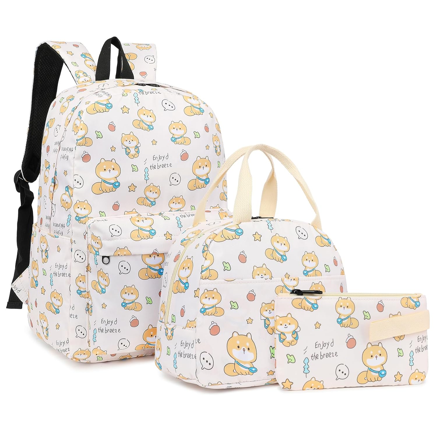 Fuyicat School Backpack Set for Girls 3-in-1 Kids Teens Elementary Middle School Bags Bookbag with Lunch Bag Pencil