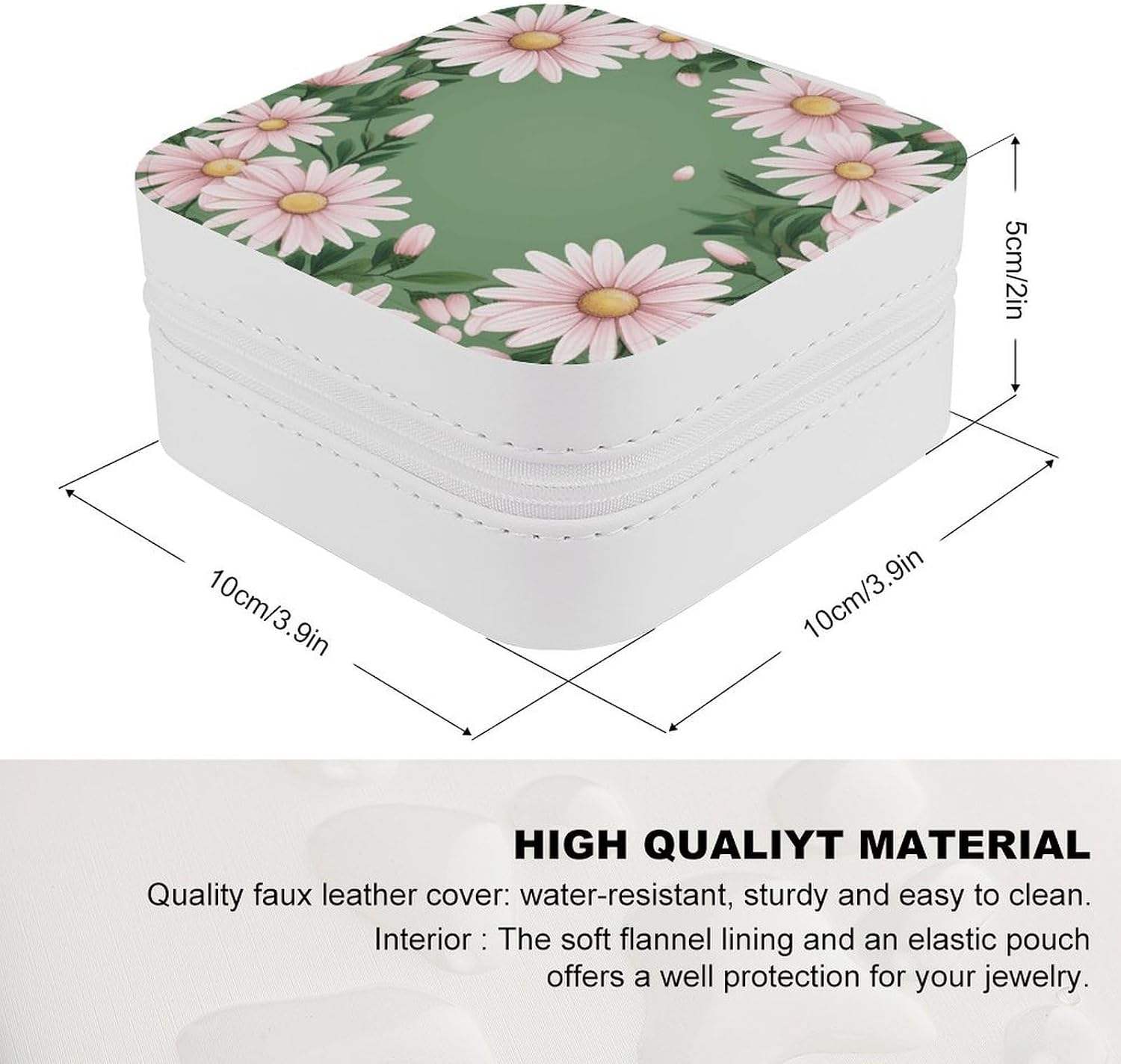 Leaves And Daisies Travel Jewelry Case Small Jewelry Organizer image 2