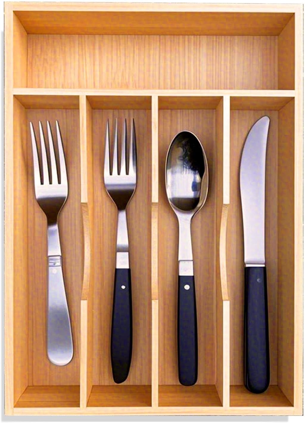 guiogc Expandable Bamboo Kitchen Drawer Organizer - Silverware Organizer - Utensil Holder and Cutlery Tray for Flatware Organizers and Kitchen Utensils
