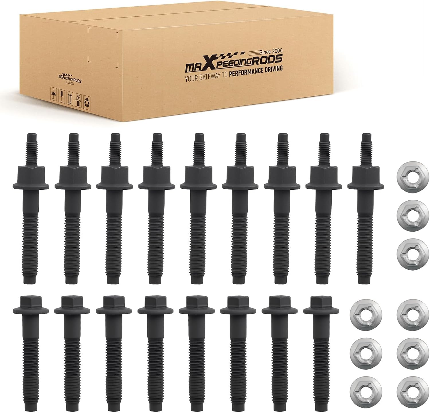 maXpeedingrods Exhaust Manifold Bolt & Stud Hardware Kit for Dodge Ram 1500 Charger Durango Challenger Jeep Grand Cherokee Chrysler 300 Magnum Ram 2500 3500 Commander 2003-08 5.7L 6505316AA 6507746AA