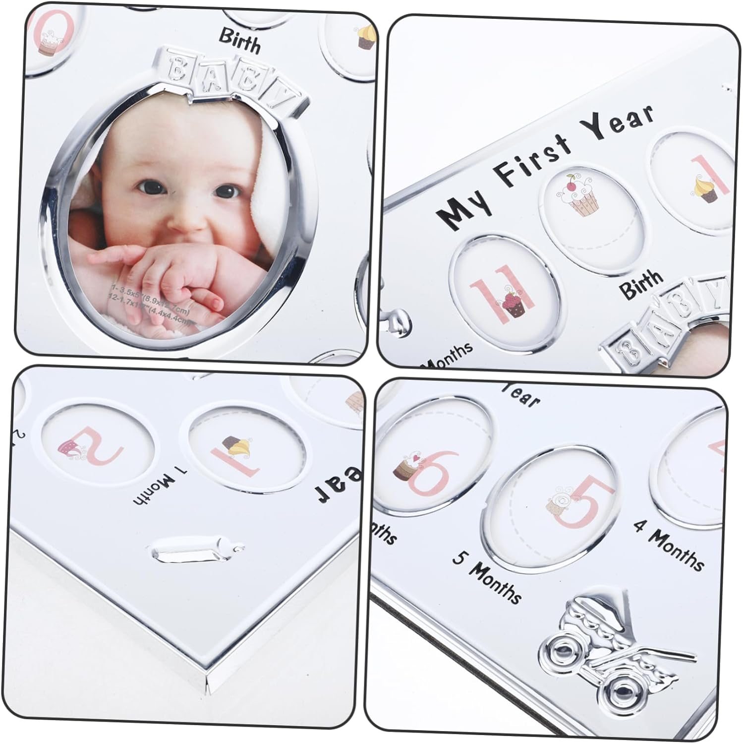 1Pc Months Photo Frame White Growth Record Display for Boy Girl Safe and Durable Cartoon Design present for Families Cherish Milestones One Frame