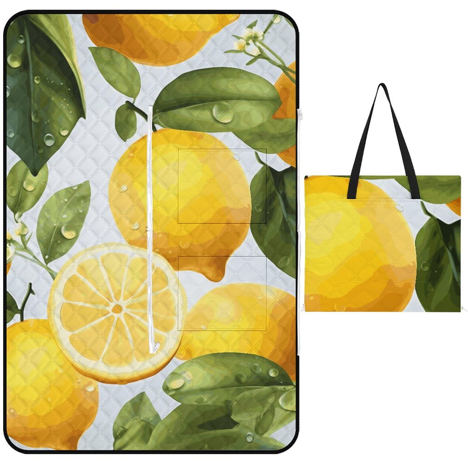 Couverture de pique-nique pliable et imperméable jaune citron pour l'été