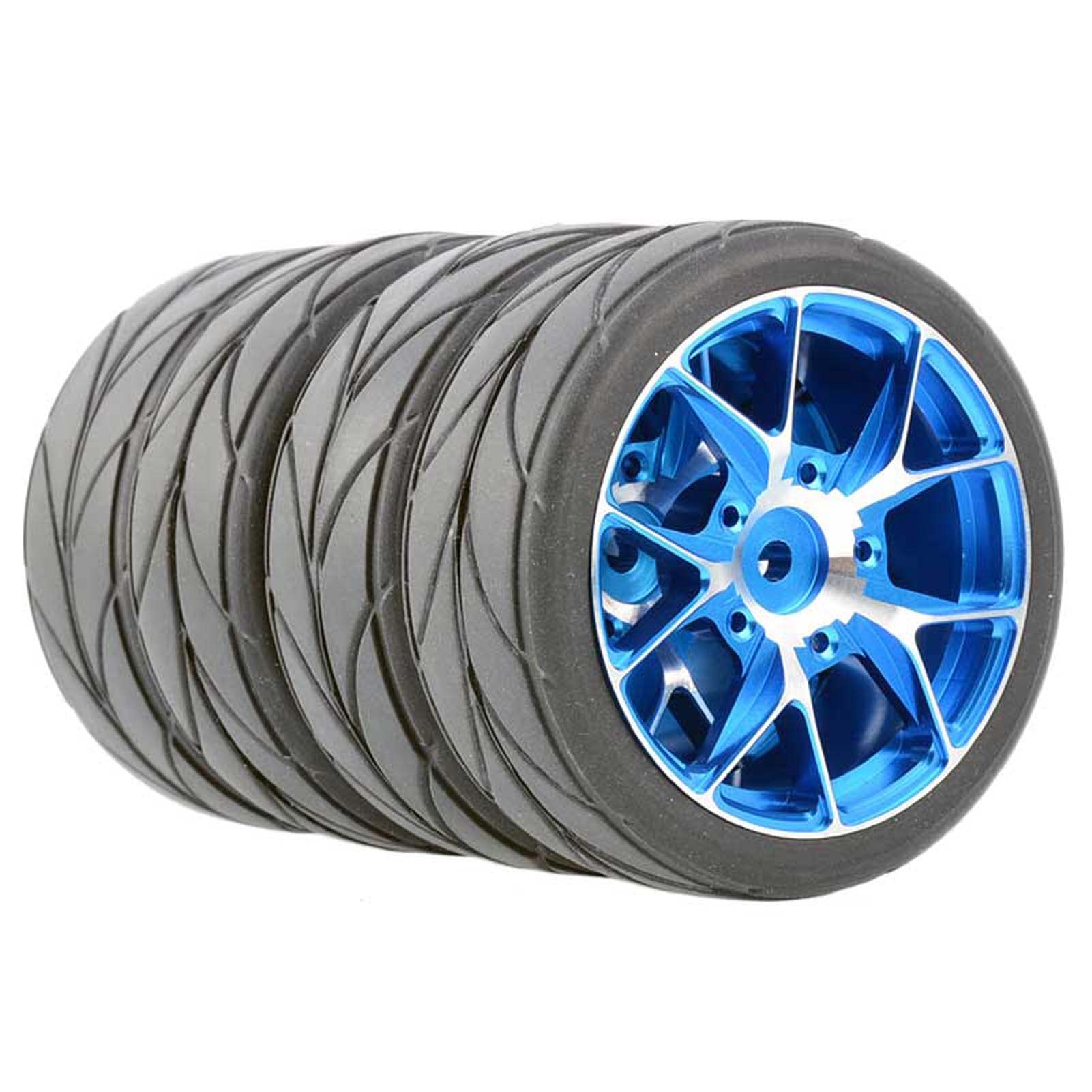 KEEDA 62mm Tires and Metal Wheels Rims for 1/10 RC On Road Drift Touring Car HSP HPI Tamiya Parts (5Y Wheel, Blue) — image 1