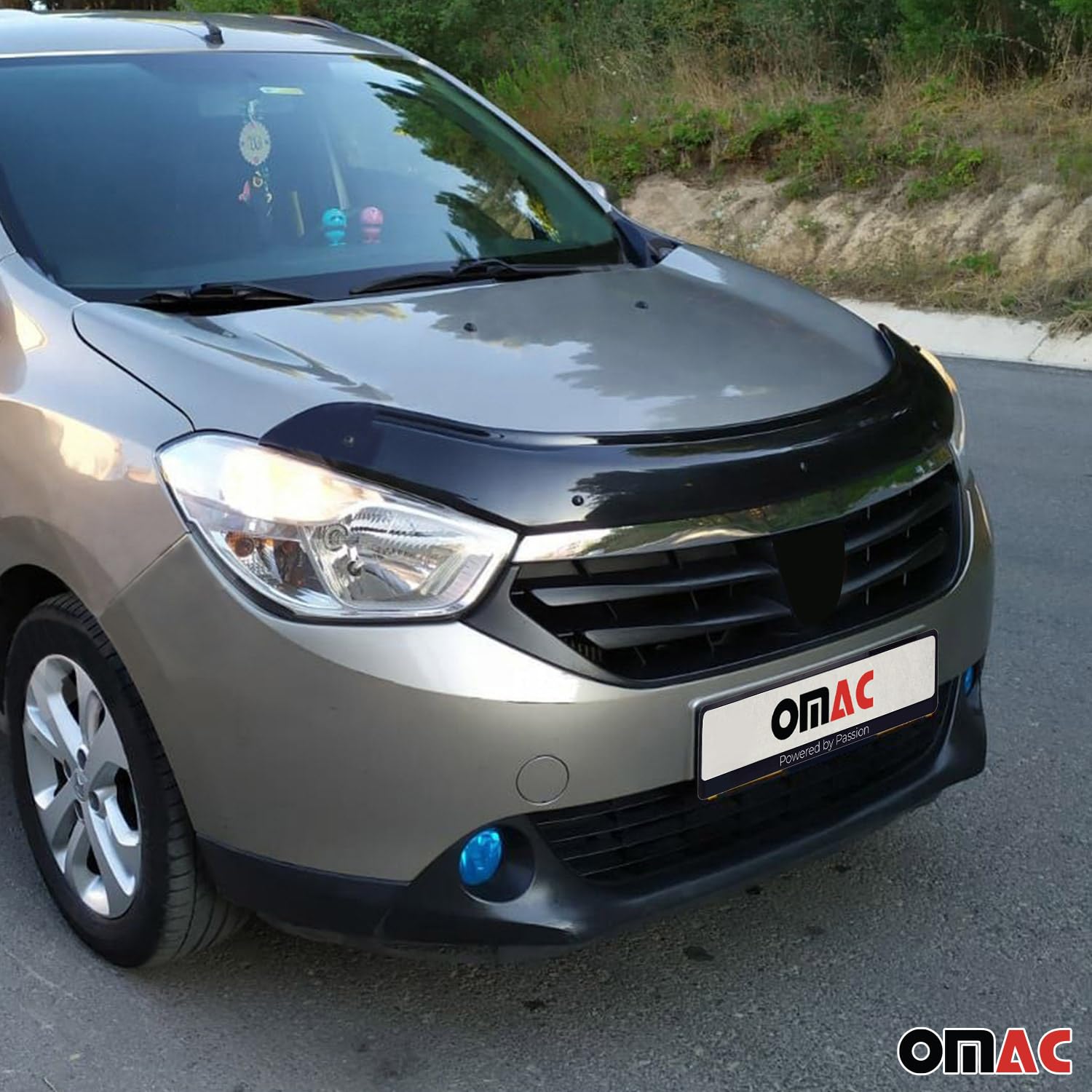 OMAC Motorhaube Deflektor Insekten Steinschlagschutz kompatibel mit Dacia Lodgy 2012-2024 Dunkel