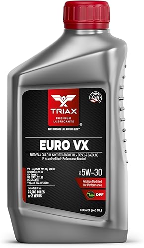 TRIAX Euro VX 5W-30 Full Synthetic Ester, compatible con VW 507.00504.00, VW Audi 502.00, 505.01, BMW LL-04, Porsche C30, ACEA C3, Mercedes 229.51,