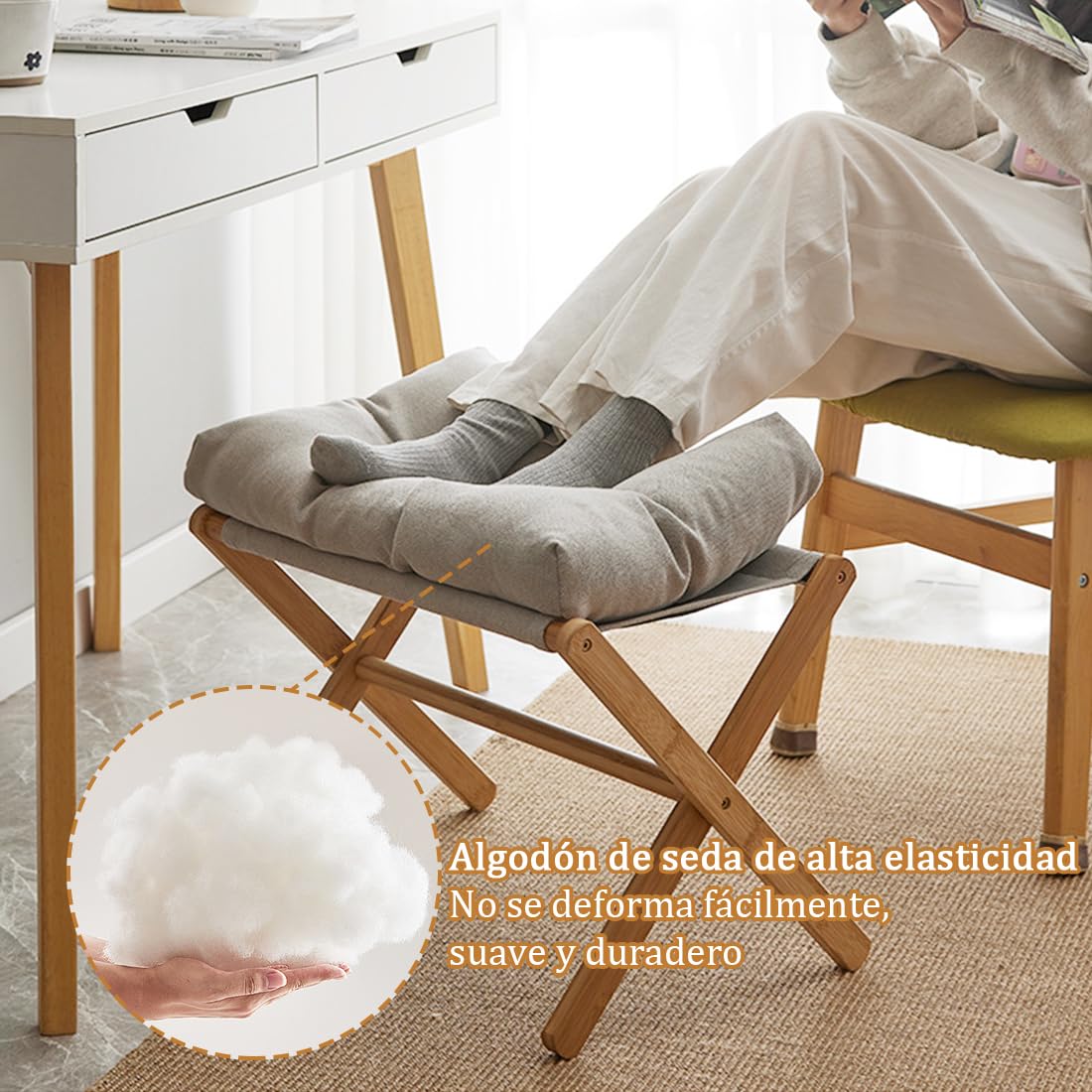 Taburete Bajo Plegable con Cojín Blando para Cambiar Zapatos 54x34x36cm