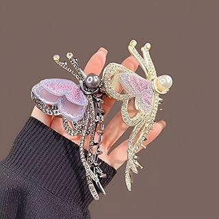 مشبك شعر لامع - دبوس شعر معدني مضاد للانزلاق مع لمسات أنيقة من اللؤلؤ والماس (2 قطعة باللون الموضح)