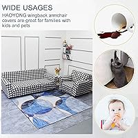 Vista 4 de HAOYONG Funda para sillón de sofá, 2 piezas, fundas elásticas de elastano estampadas, funda para sillón de 1 plaza, funda suave para muebles