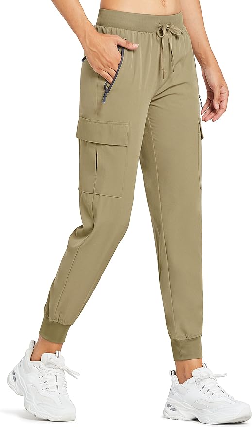 Comallan Cargobroek voor Dame Joggingbroek Lichte Wandelbroek Sneldrogende Sportieve Workout Lounge Casual Outdoor Broek, grijs, L