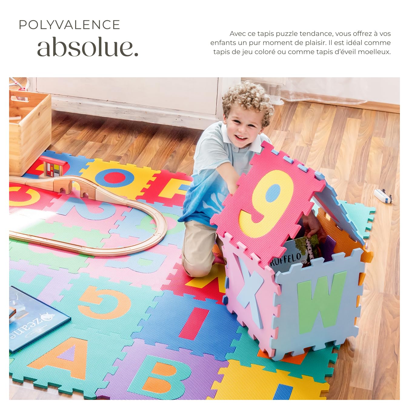 tectake® Tapis de Sol, Dalle Mousse Bébé Puzzle, 86 pcs, 36 Dalles en Mousse EVA, Chiffres et Lettres, 31,5 x 31,5 x 1 cm, Jeux Bebe, Puzzle Enfant, Jeux Eveil Bebe, Jeu Enfant, Tapis sensoriel Bébé