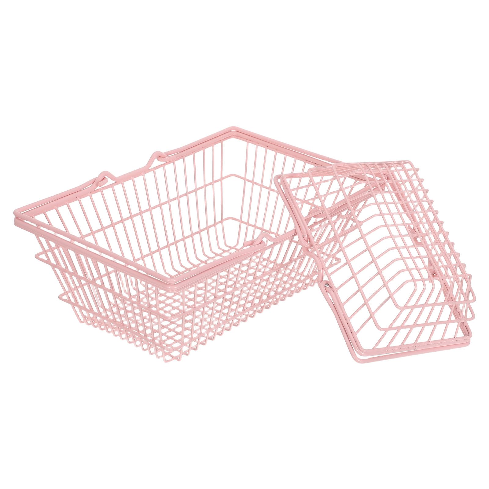 Panier métallique rose petit bac de rangement pour jouets et provisions de maison