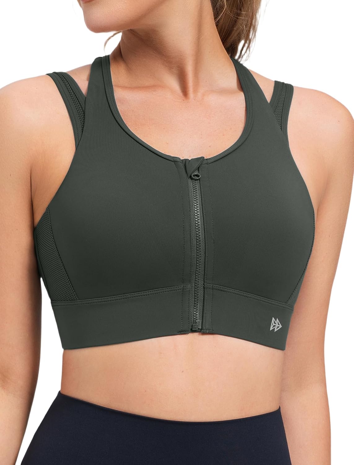 Yvette Front Closure High Support Sports Bras for Women Double Straps Plus Size Sports Bra with Sewn in Pads