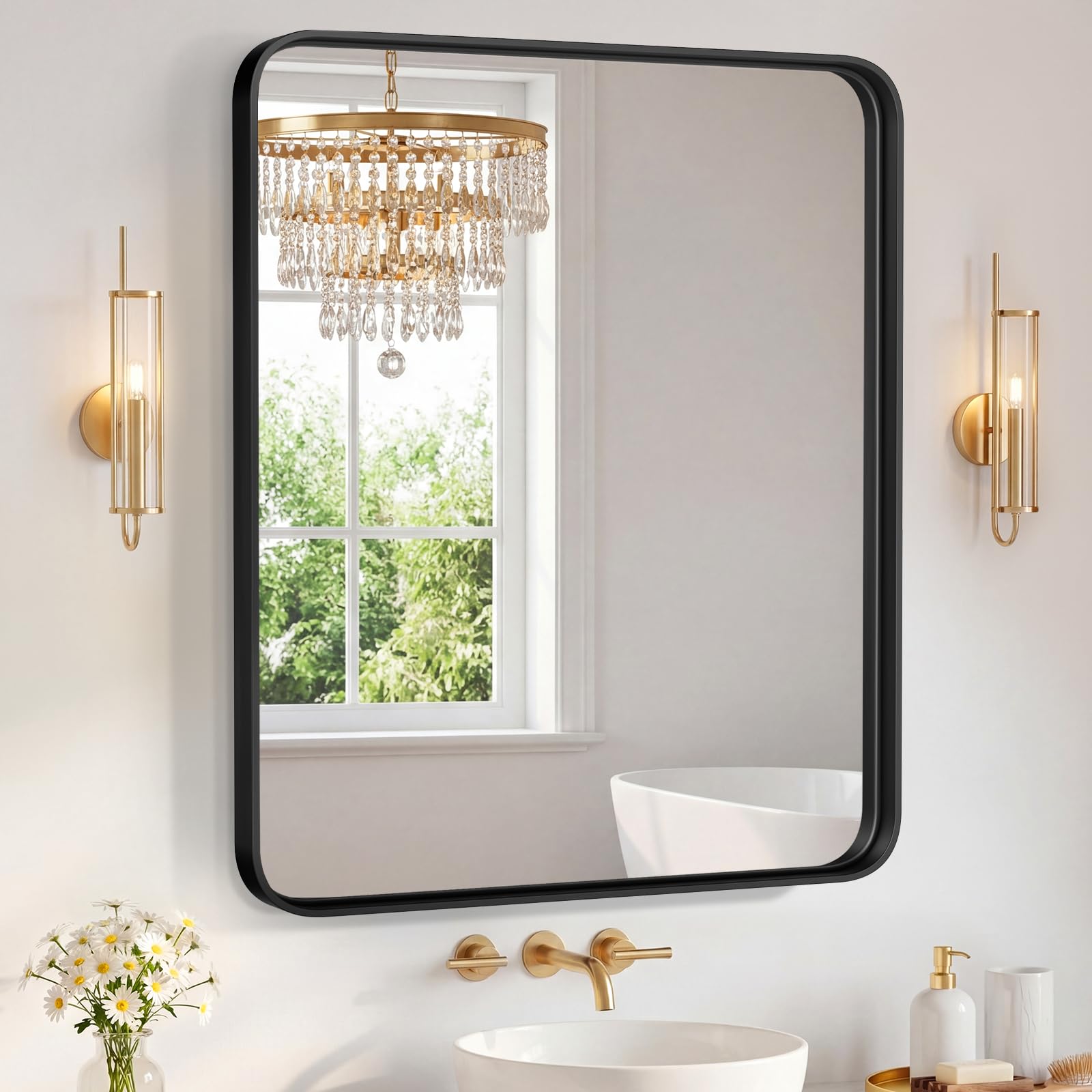Sweetcrispy Bathroom Mirror 48x36 Inch, Vanity Mirror for Wall