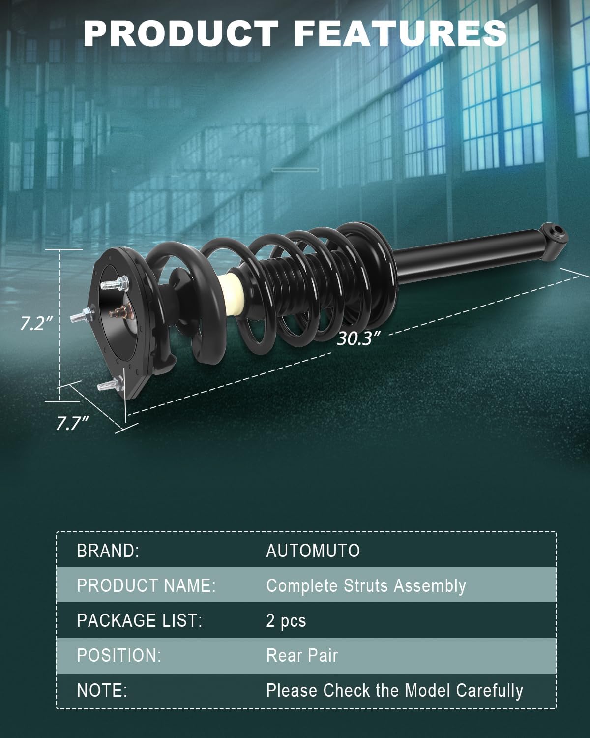 AUTOMUTO Strut Spring Assembly Rear Pair Shock Absorber Fit 1995-2005 for Chevrolet Cavalier,1995-2005 for Pontiac Sunfire