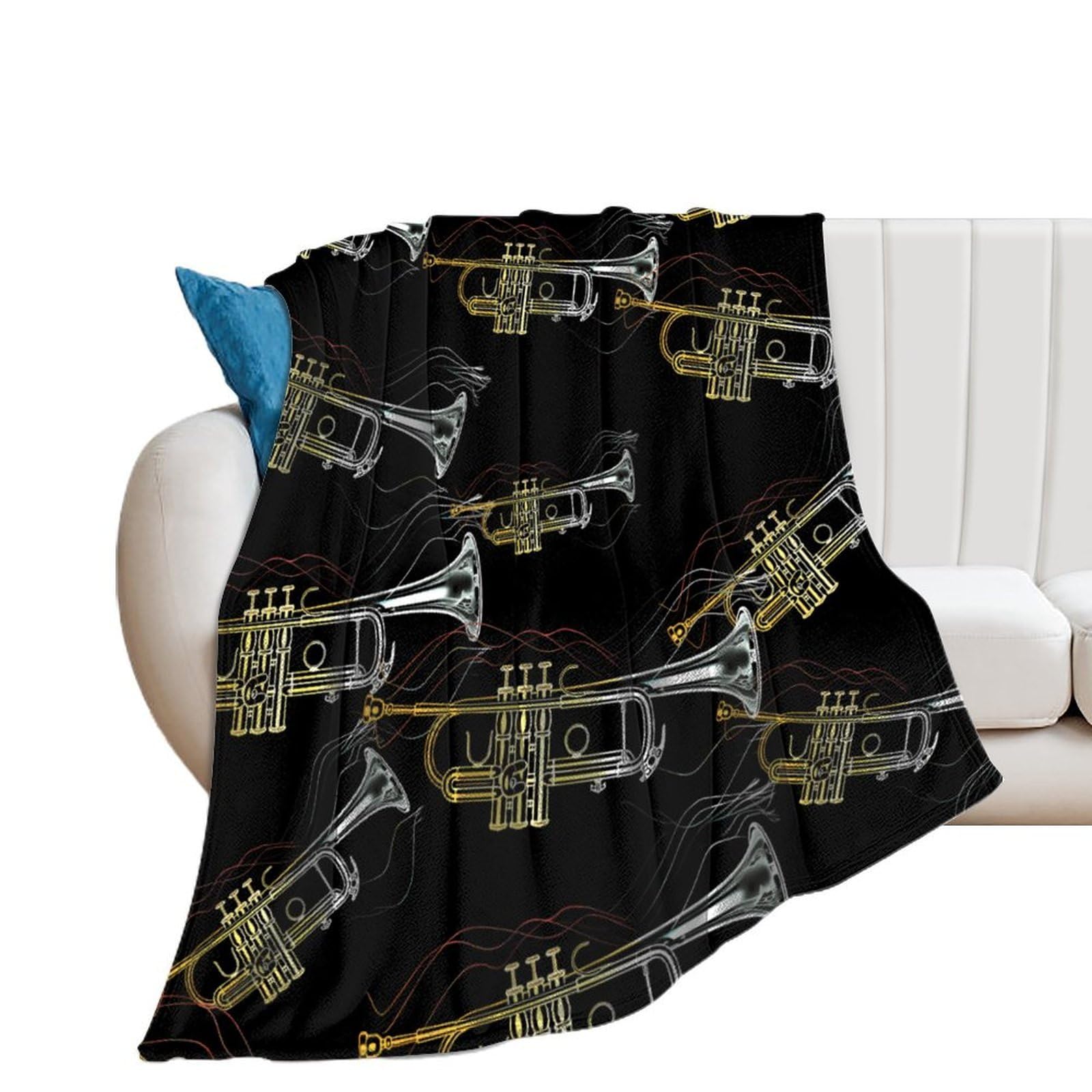 Nclqvjxzkhw Men's Style Trumpet Flannel Blanket Soft Throw Blankets Bed Couch Sofa Travel