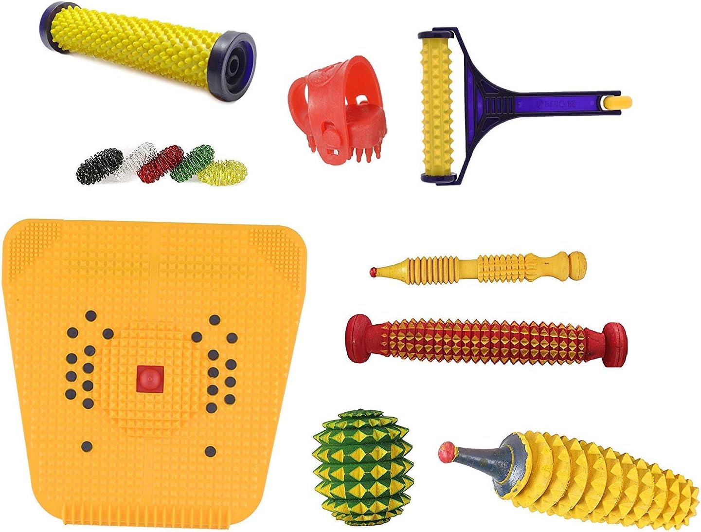 Perfect Magnet Acupressure Wooden Foot Roller Magnetic Stress Mat Combo Kit (Set of 9)