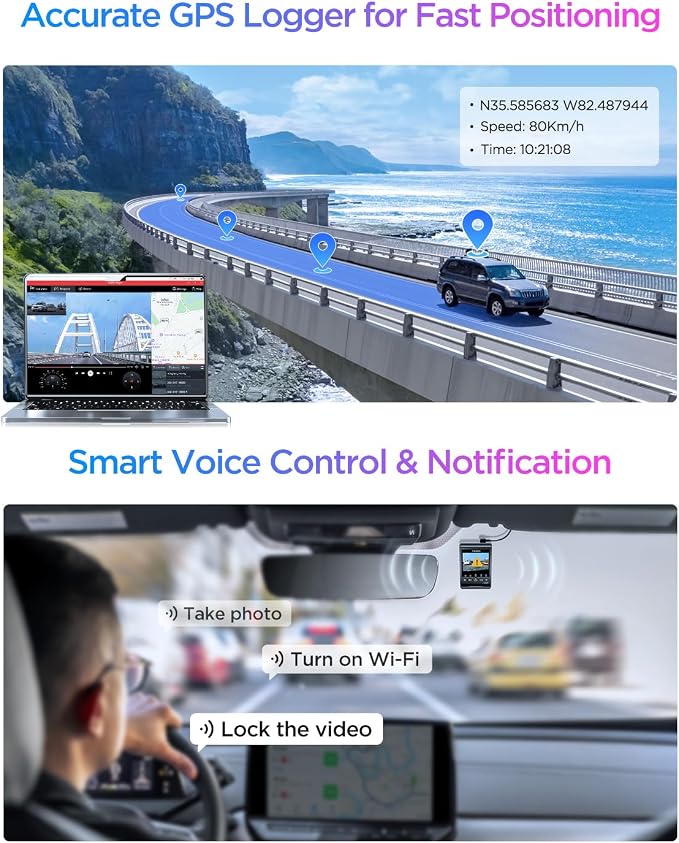 VIOFO A329S 4K 3 Channel Dash Cam, 4K Front + 2K Cabin Fisheye (210°) + 2K Rear, Power Saving Parking Mode, Wi-Fi 6 App Control, All-Channel STARVIS 2 Sensors, Supports up to 4TB SSD Storage miniatura 8