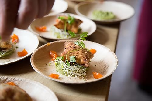 Miniatura 8 de Platos redondos pequeños de postre de hoja de palma de 6 pulgadas, paquete de 50 unidades, igual que los platos de bambú desechables para aperitivos