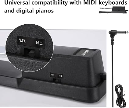 Sustain Pedal, Sustain Pedal for Keyboard Universal, Premium Piano Pedal for Keyboard with Polarity Switch for MIDI Keyboards, Digital Pianos, Yamaha, Casio and More, 1/4'' Input Plug by RNSXYAT