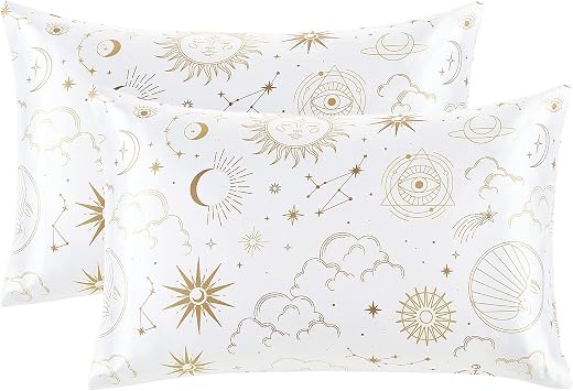 EXQ Home Satin Pillowcase for Hair and Skin Standard - Printed White Moon