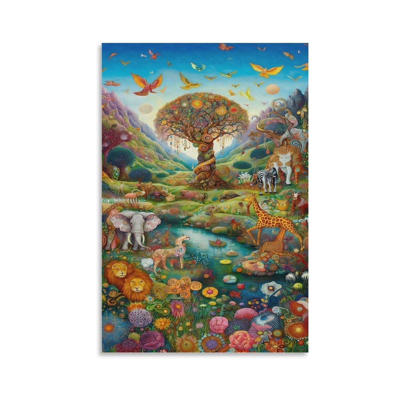 DHBANEIOK Fantasy Animal Landscape Poster Artwork Giclee Canvas Prints Modern Canvas Wall Art Picture Wall Hanging for Office Gym Living Room Decor 16x24inch(40x60cm)